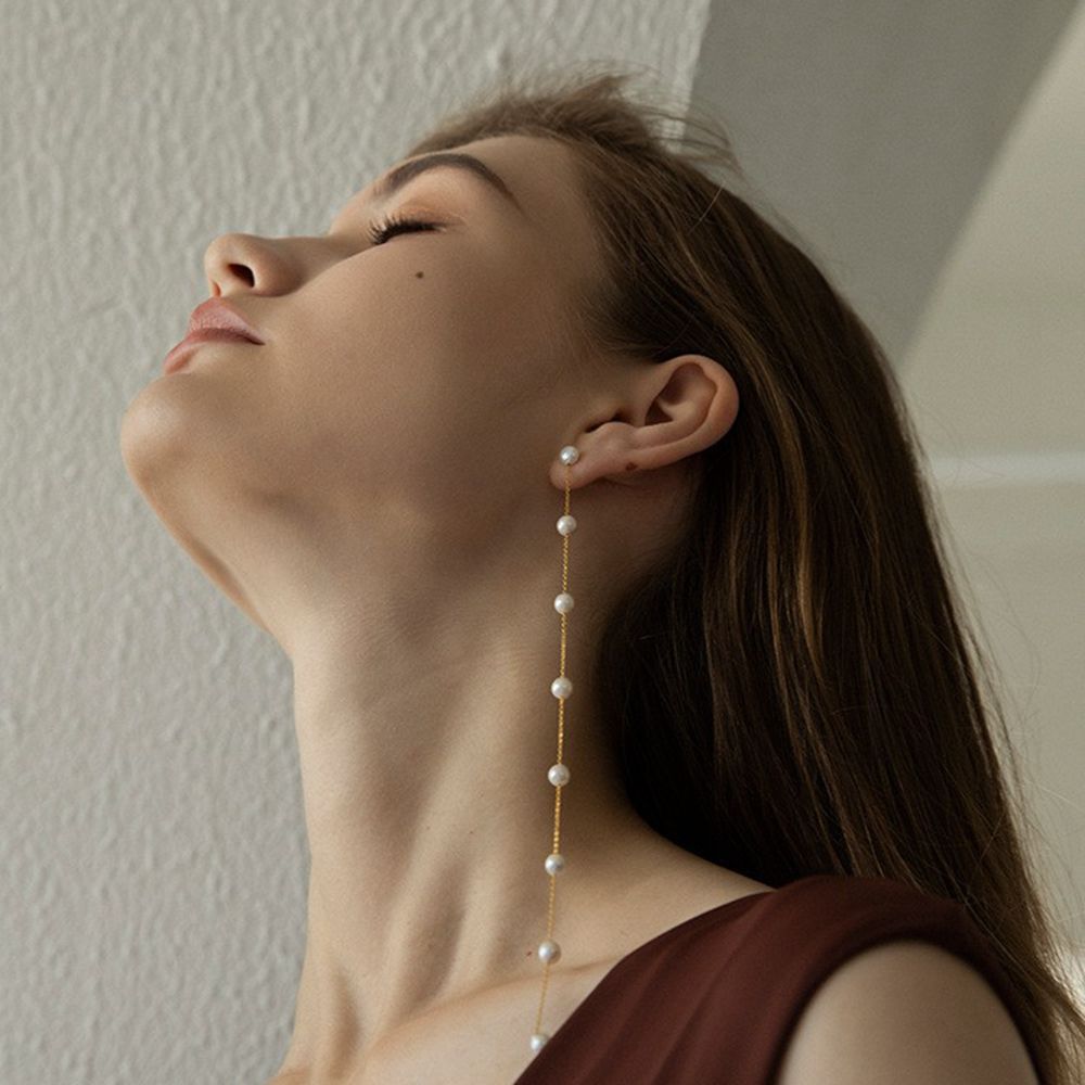 Wholesale Sterling Silver Long Vintage Pearl Earrings