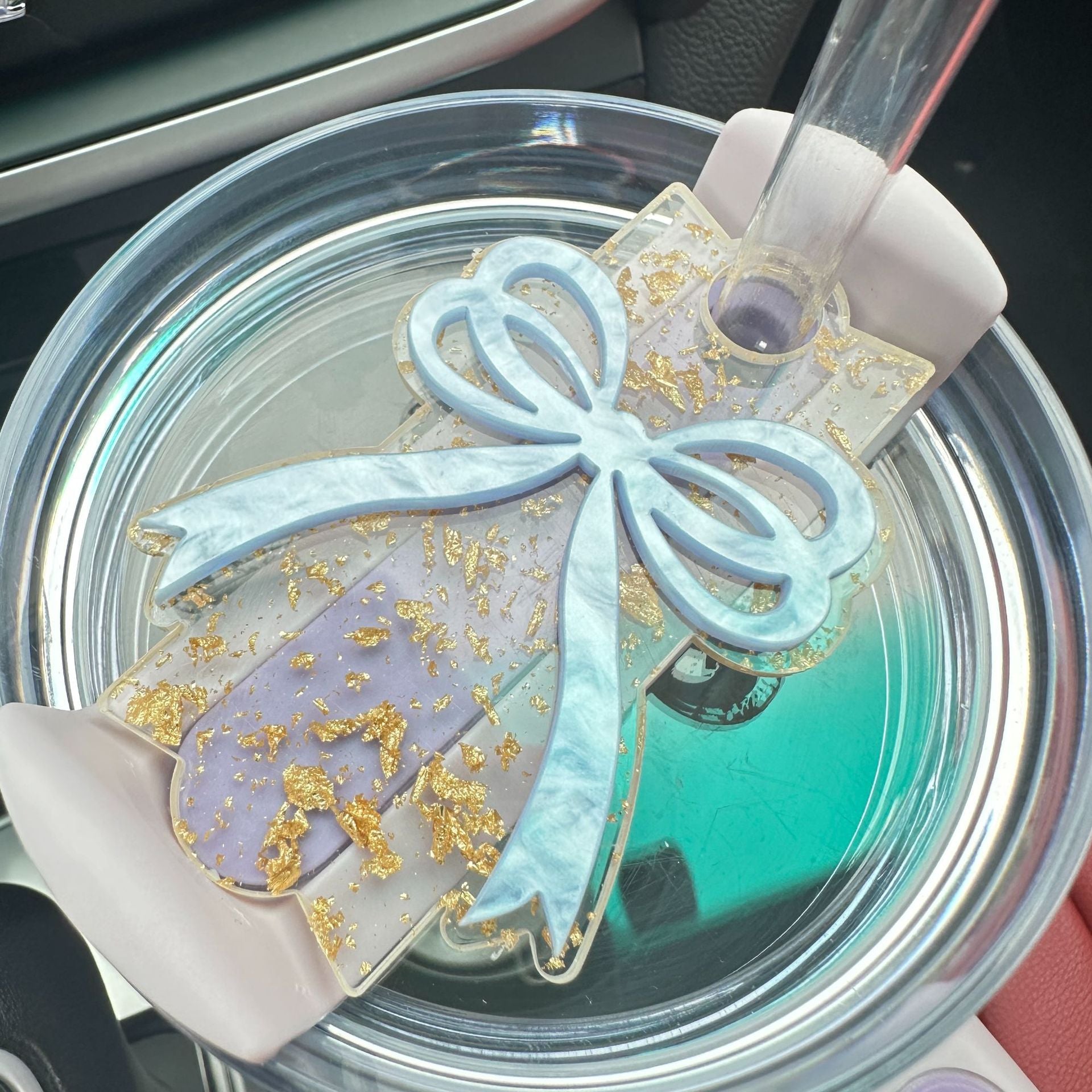 Wholesale Tumbler Tag 40oz Ice Cup Gold Foil Ripple Bow Tag