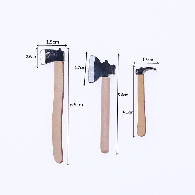 Wholesale Dollhouse Dollhouse gardening tools axe three-piece mini model accessories succulent garden farm tools