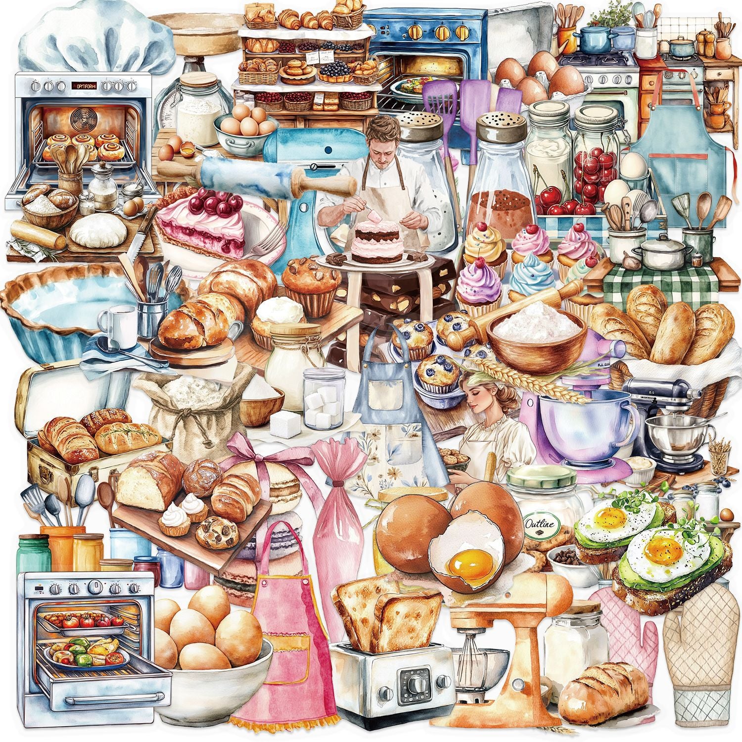 Wholesale 50pcs Transparent Bread Kitchen Baking Waterproof Vinyl Stickers