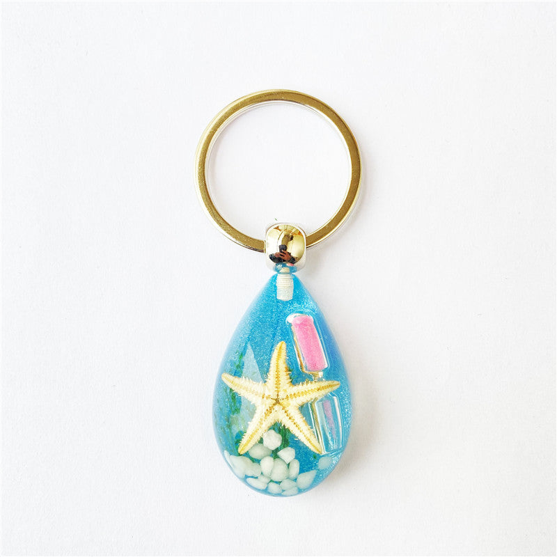 Wholesale 6pcs Creative Starfish Hourglass Keychain