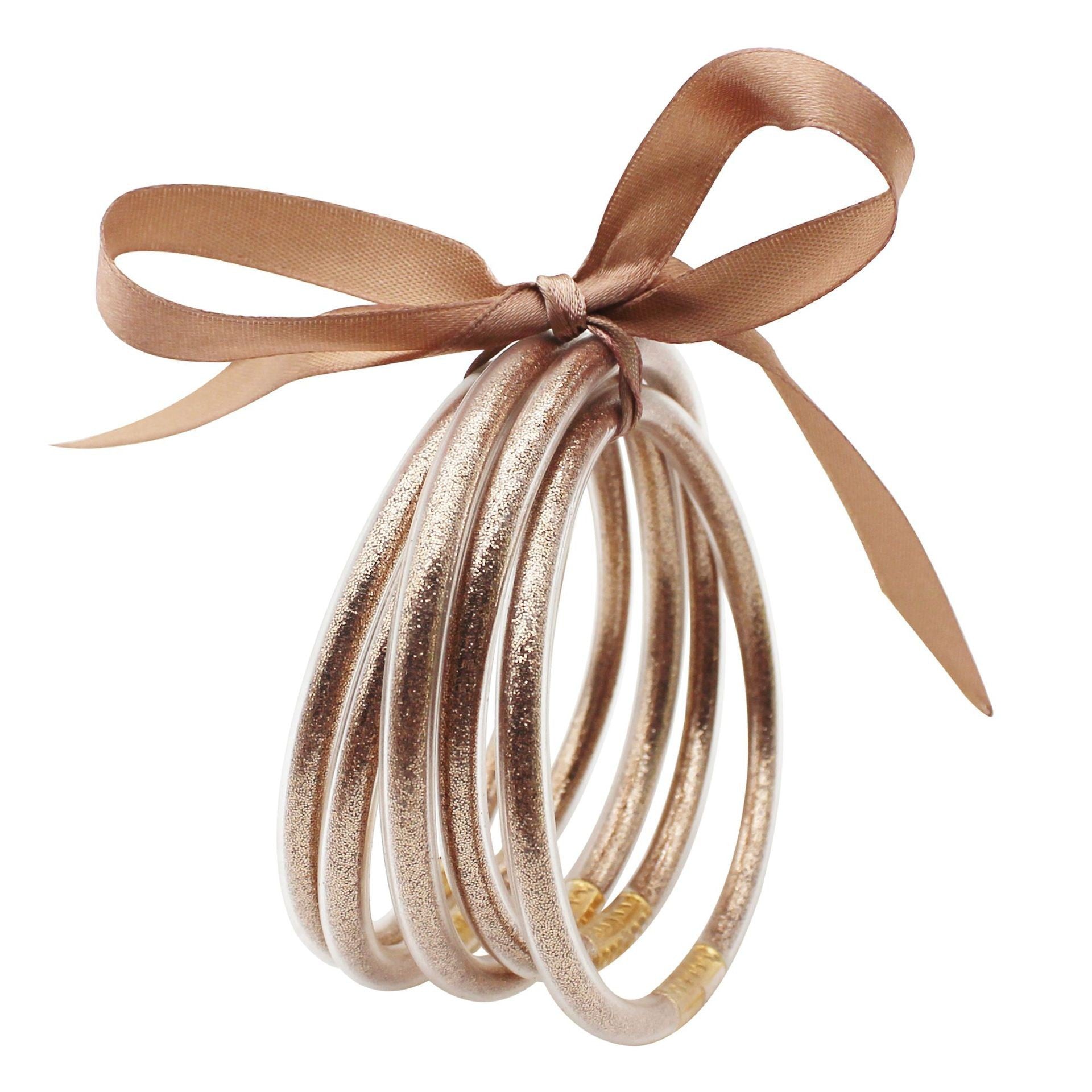 Wholesale Multi-layer silicone rainbow glitter bow bracelet