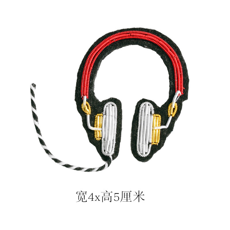 Wholesale 2pcs DIY Hand Embroidered Indian Silk Musical Notes Earphones Cloth Patch Hat Clothes Accessories FS