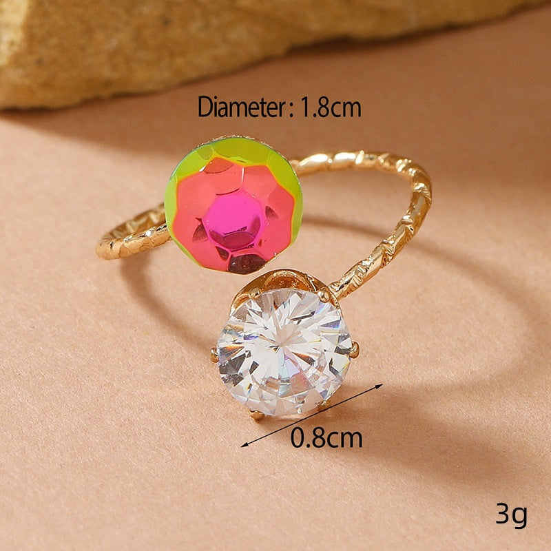 Wholesale Colorful Zircon Crystal Open Ring