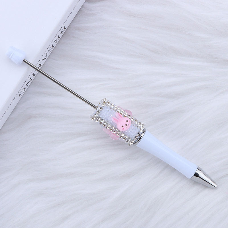 Wholesale 50pcs DIY Sugar White Rabbit Beads Dream Chasing Dream Cute Rabbit Beads Round Beads Cute Pen