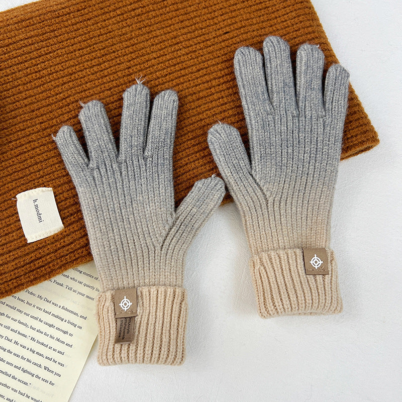 Wholesale Rainbow Gradient Color Autumn and Winter Knitted Fingerless Split Finger Touch Screen Warm Windproof Gloves