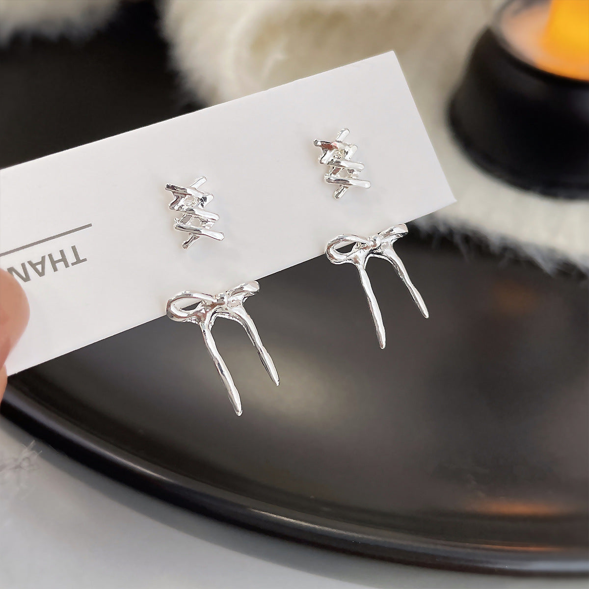 Wholesale silver needle 925 ear piercing earrings set female free mini