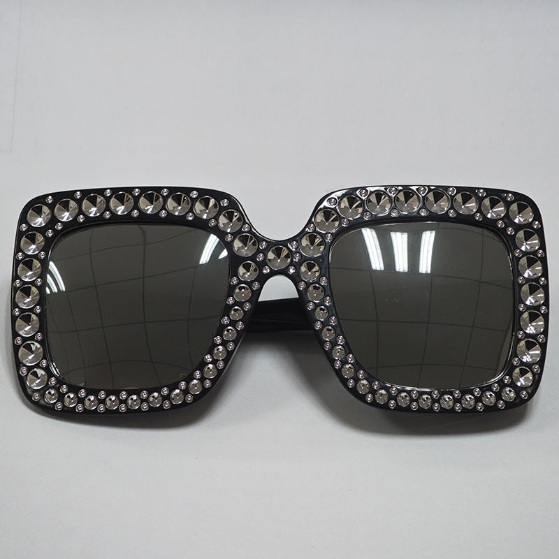 Wholesale Square Frame Diamond Retro Trendy Sunglasses