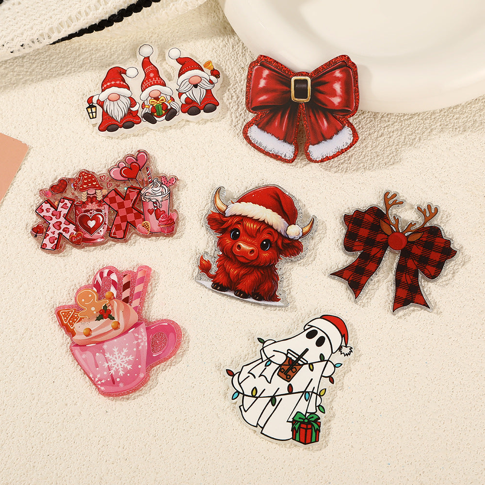 Wholesale 10pcs Cute cartoon Christmas acrylic Flatback