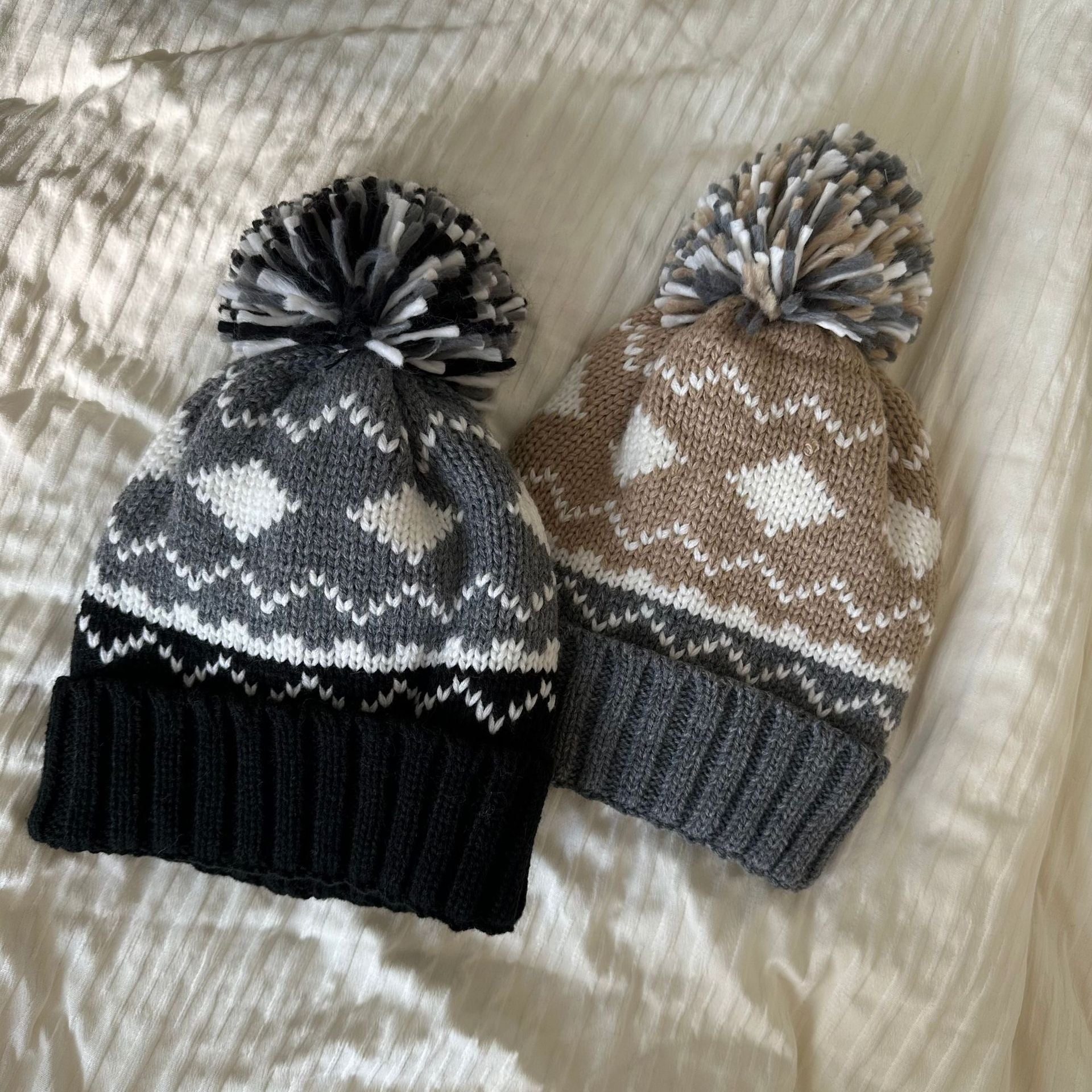 Wholesale Autumn and Winter Rhombus Wool Hat Thickened Warm Acrylic Knitted Hat