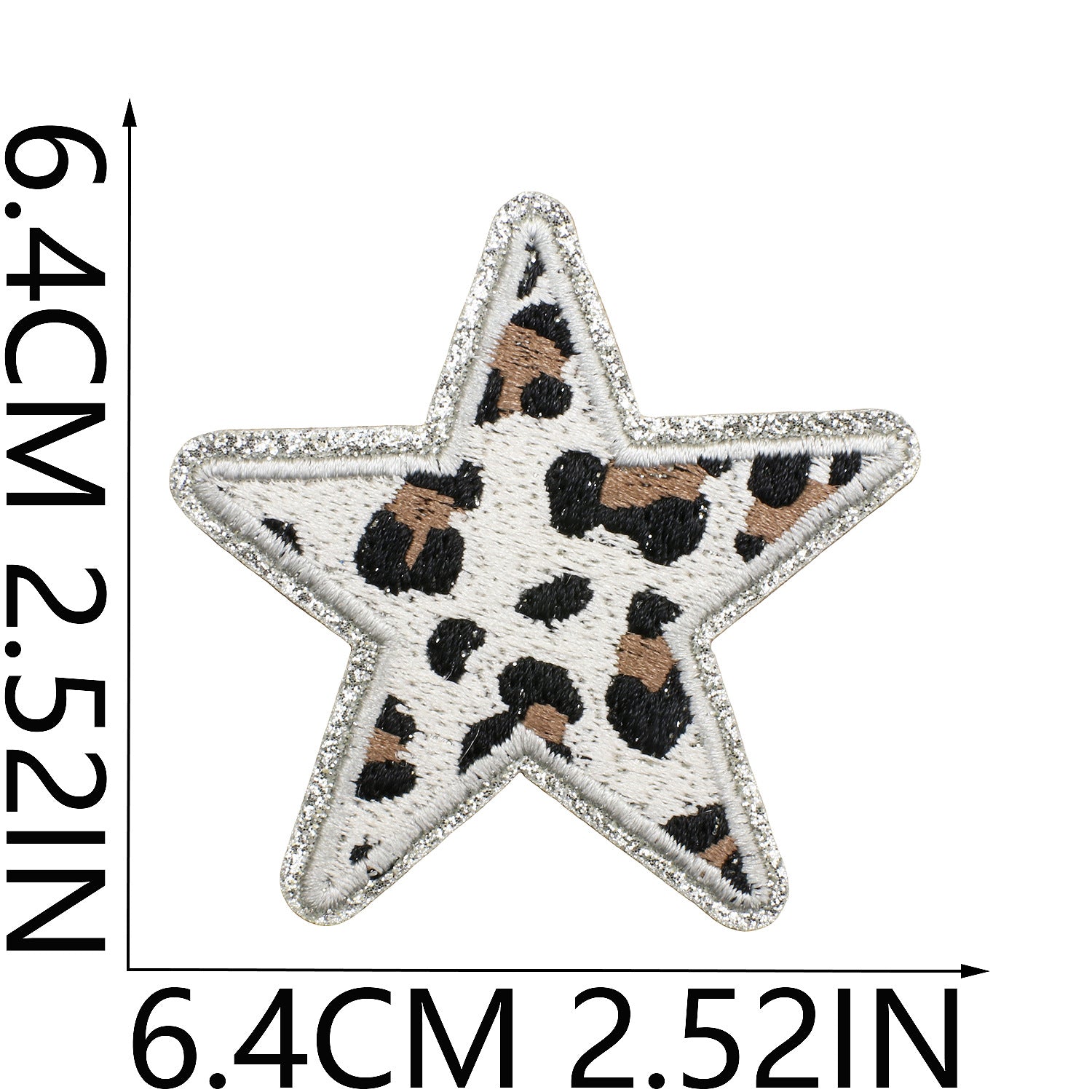 Wholesale Leopard Print Glitter Star Embroidered Patch Polyester Applique For Clothing Bags DIY