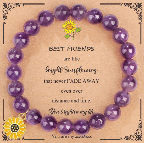 Wholesale Zebra Natural Stone Rhodolite Handmade Sunflower Bracelets