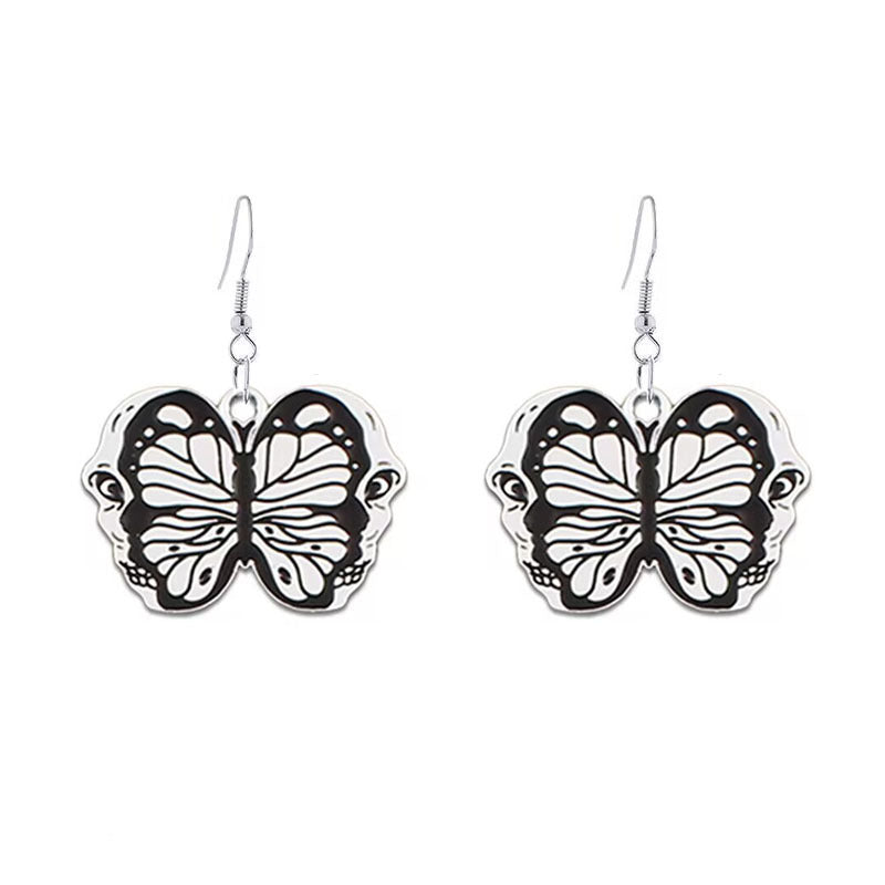 Wholesale Halloween Punk Style Dark Butterfly Skull Series Skull Alloy Earrings