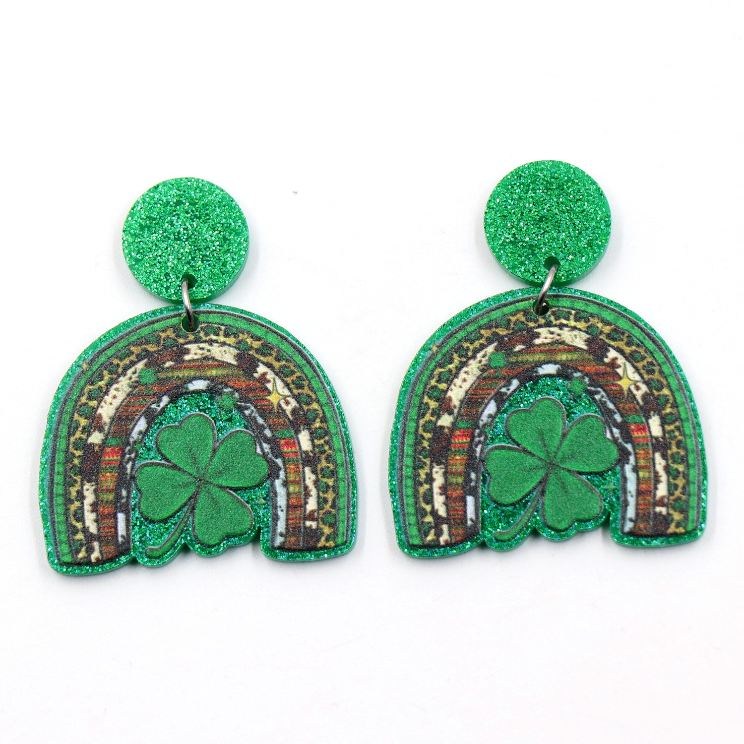 Wholesale Patrick's Day Lucky Clover Acrylic Earrings