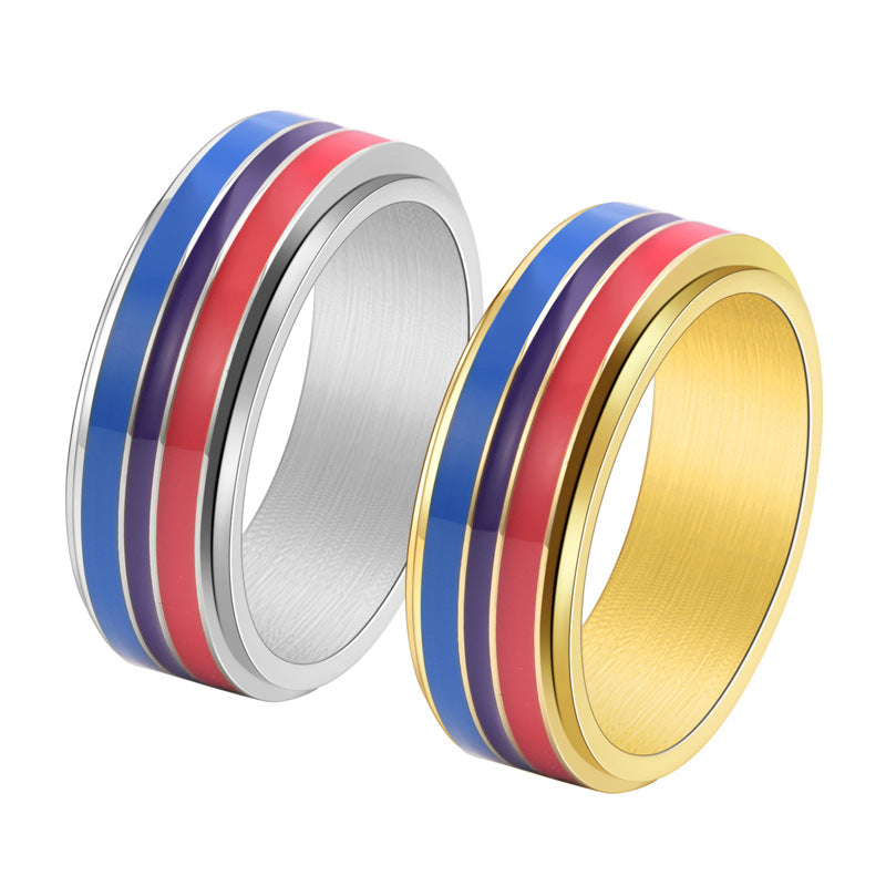 Wholesale Titanium Steel Rainbow Gay Rotatable Ring