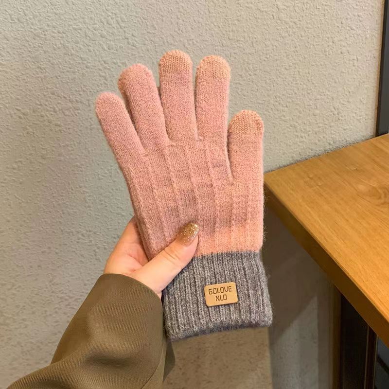 Wholesale Autumn and Winter Warm Anti-slip Plus Velvet Imitation Alpaca Knitted Touch Screen Gloves