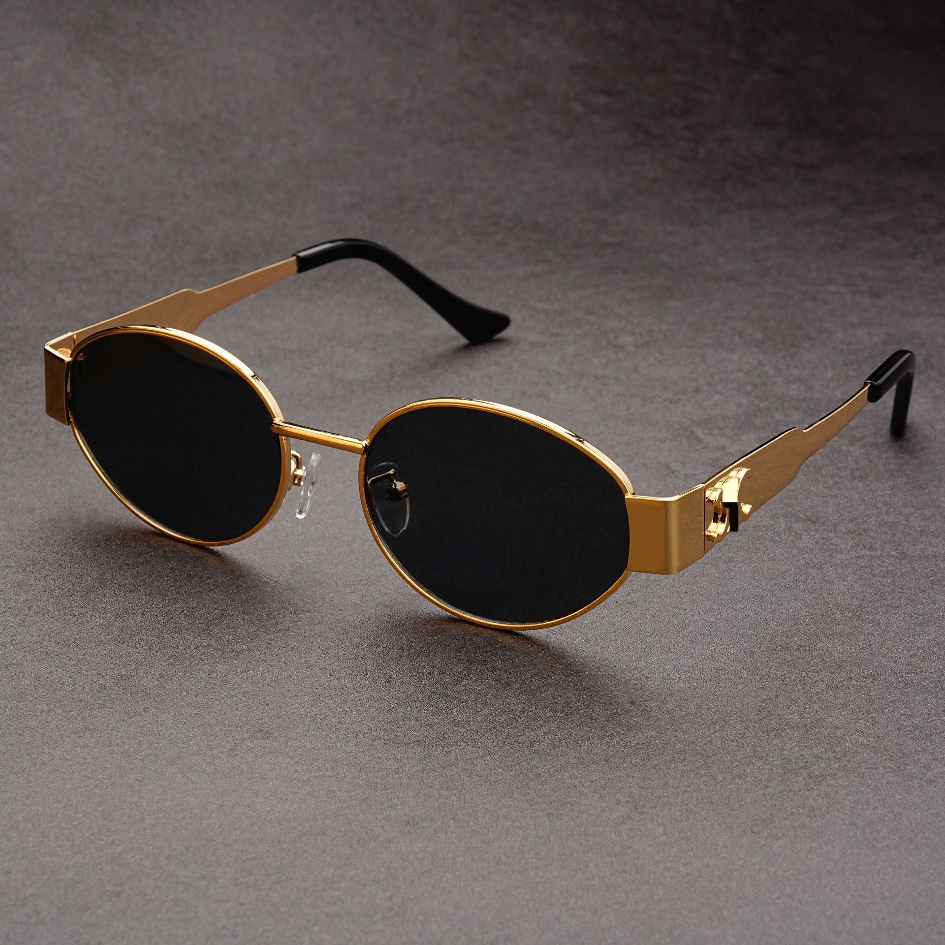 Wholesale Retro old money style metal oval sunglasses