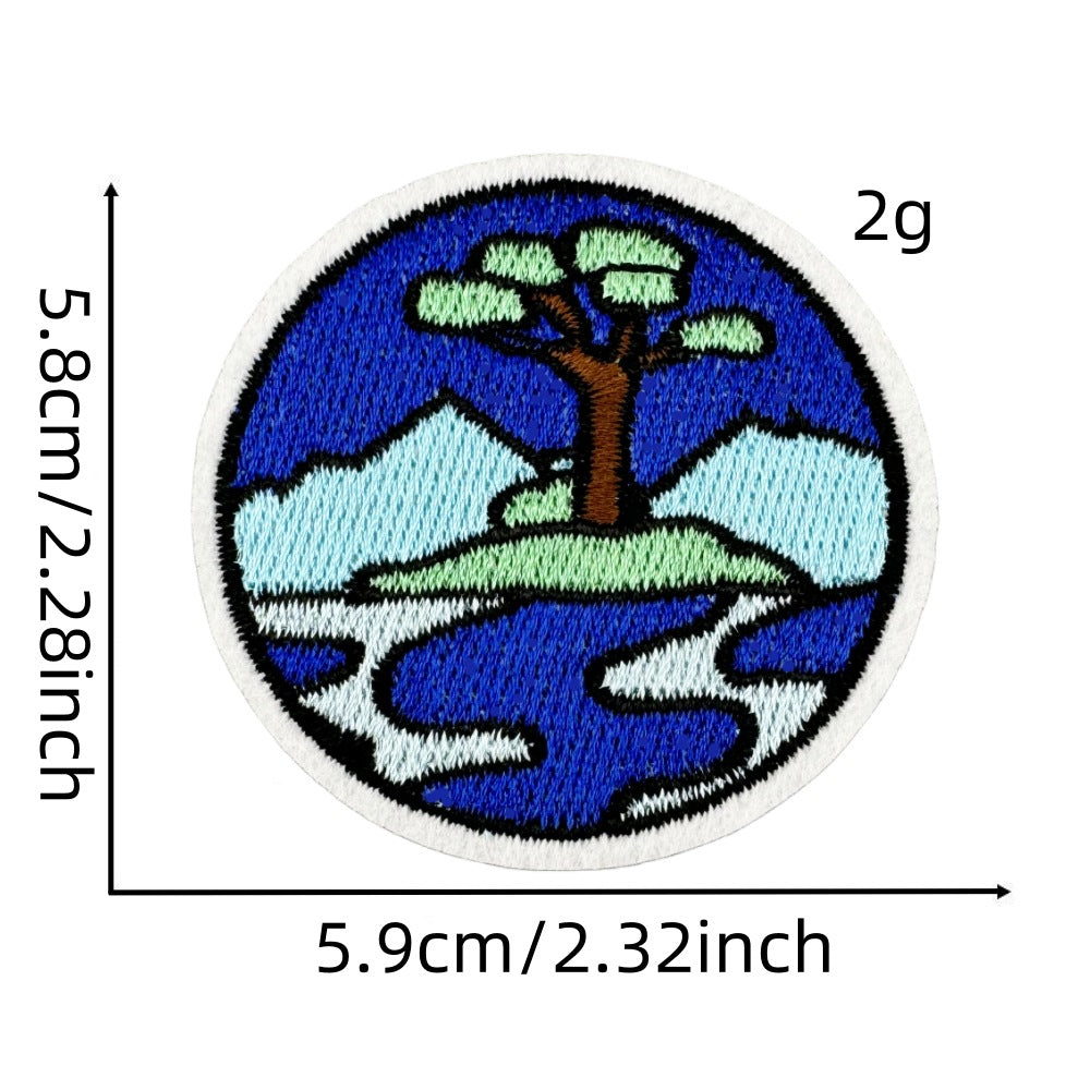 Wholesale Embroidered Patch With Landscape Adventure Design For Outdoor Travel Camping Clothing Decorative Accent