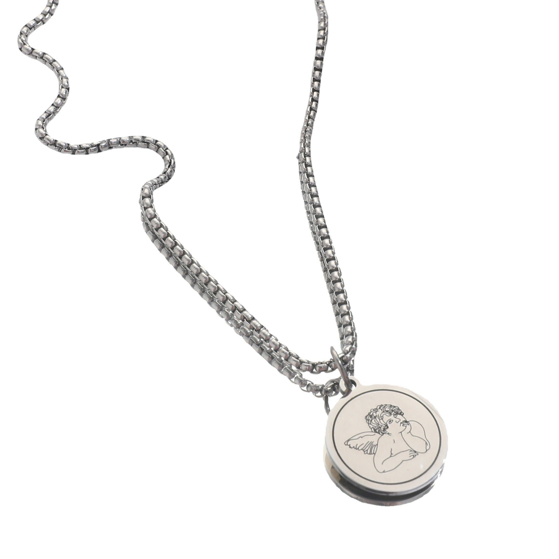 Wholesale Little Angel Titanium Steel Chain No Fading Sweater Necklaces