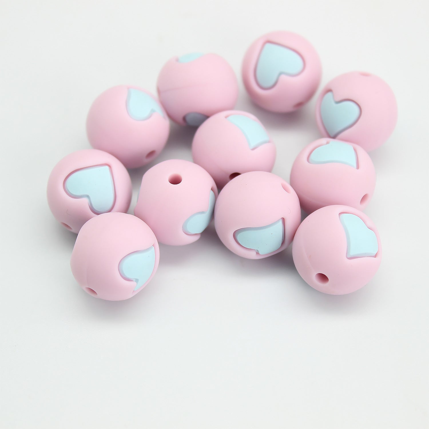 Wholesale 20pcs Love Silicone Beads 15mm DIY Colored Teething Round Beads