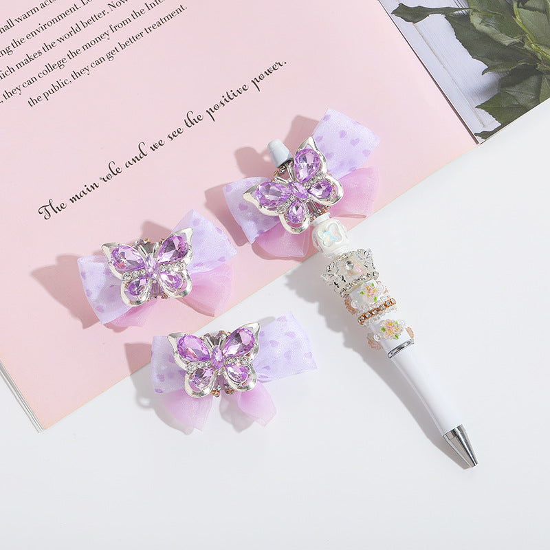 Wholesale 10pcs Acrylic Heavy Beads DIY Diamond Alloy Bow Tie