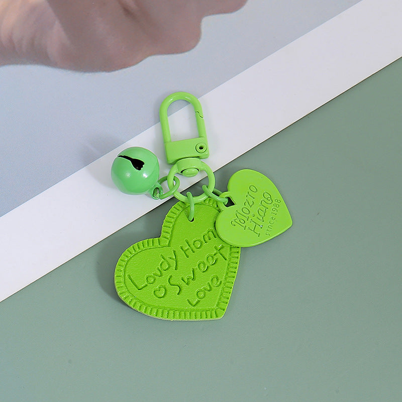 Wholesale Heart-shaped PU leather engraved love leather keychain