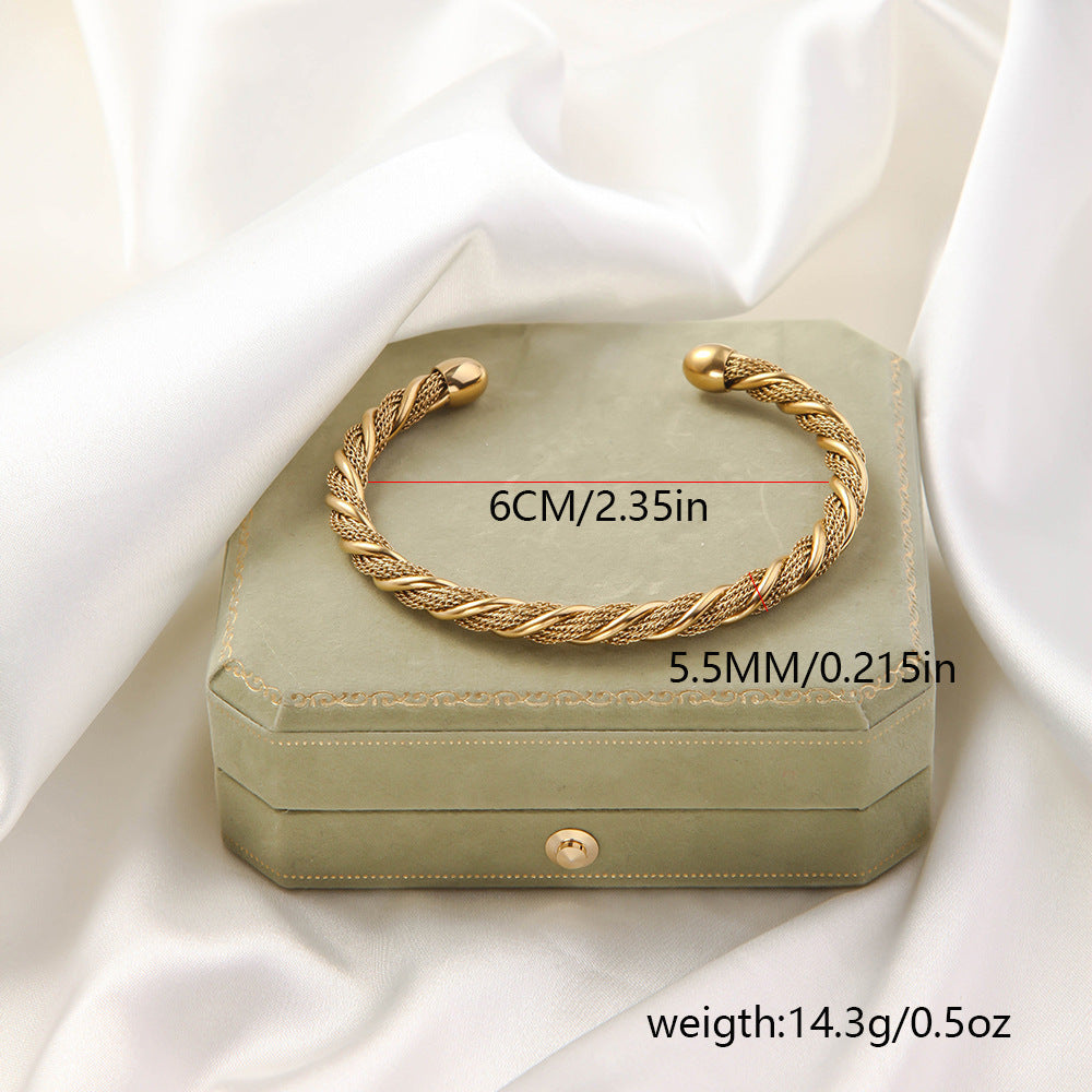 Wholesale Titanium Steel Elastic Irregular Open Bracelet