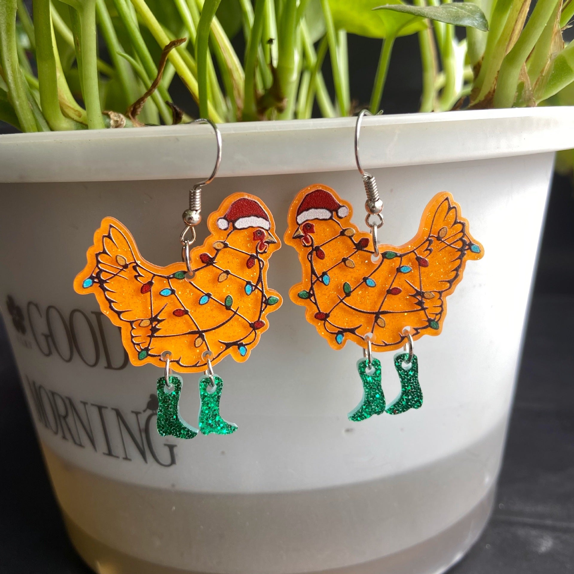 Wholesale Christmas colorful rooster earrings