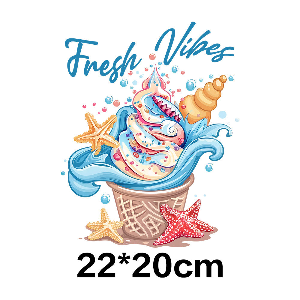 Wholesale 10pcs Summer Tropical Ice Cream UV DTF Ready to Press Transfers Wraps