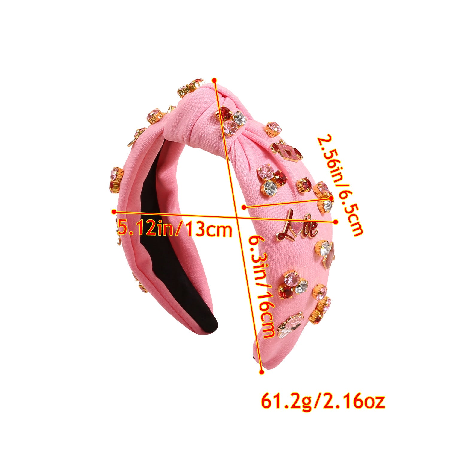 Wholesale Elegant Peach Heart Letter Headband Wide Side High Cranial Top Holiday Headwear