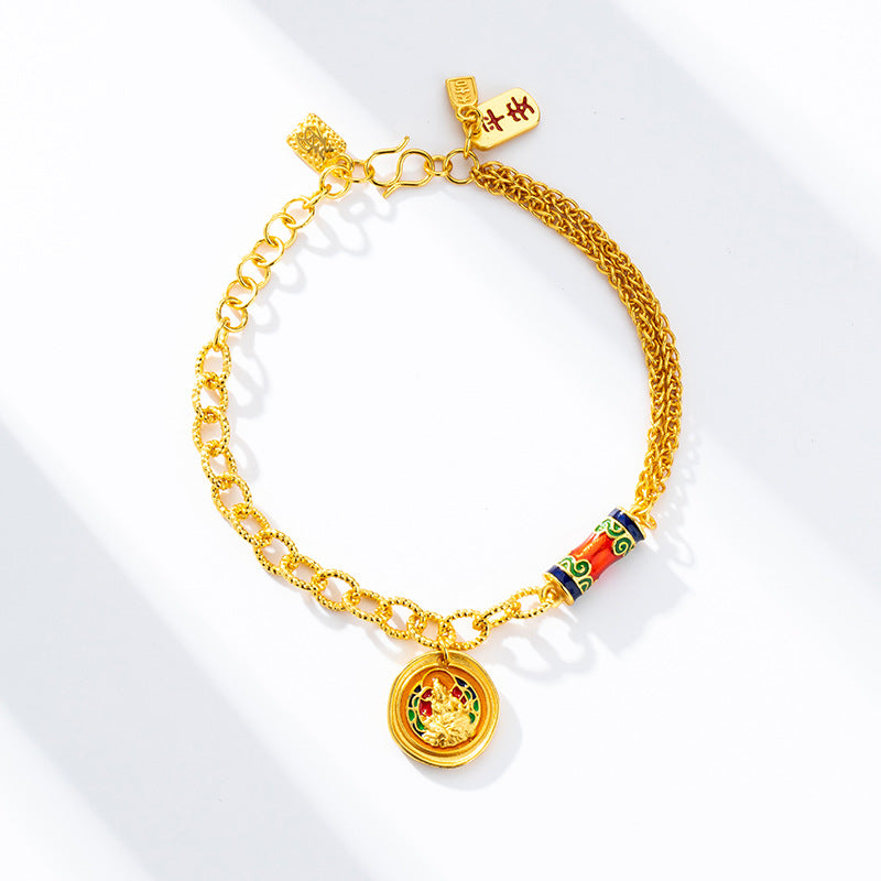 Wholesale Ancient Method Burned Blue Bracelet Female Vietnamese Sand Gold Yellow God of Wealth Jewelry Valentine's Day Girlfriend Birthday Gift