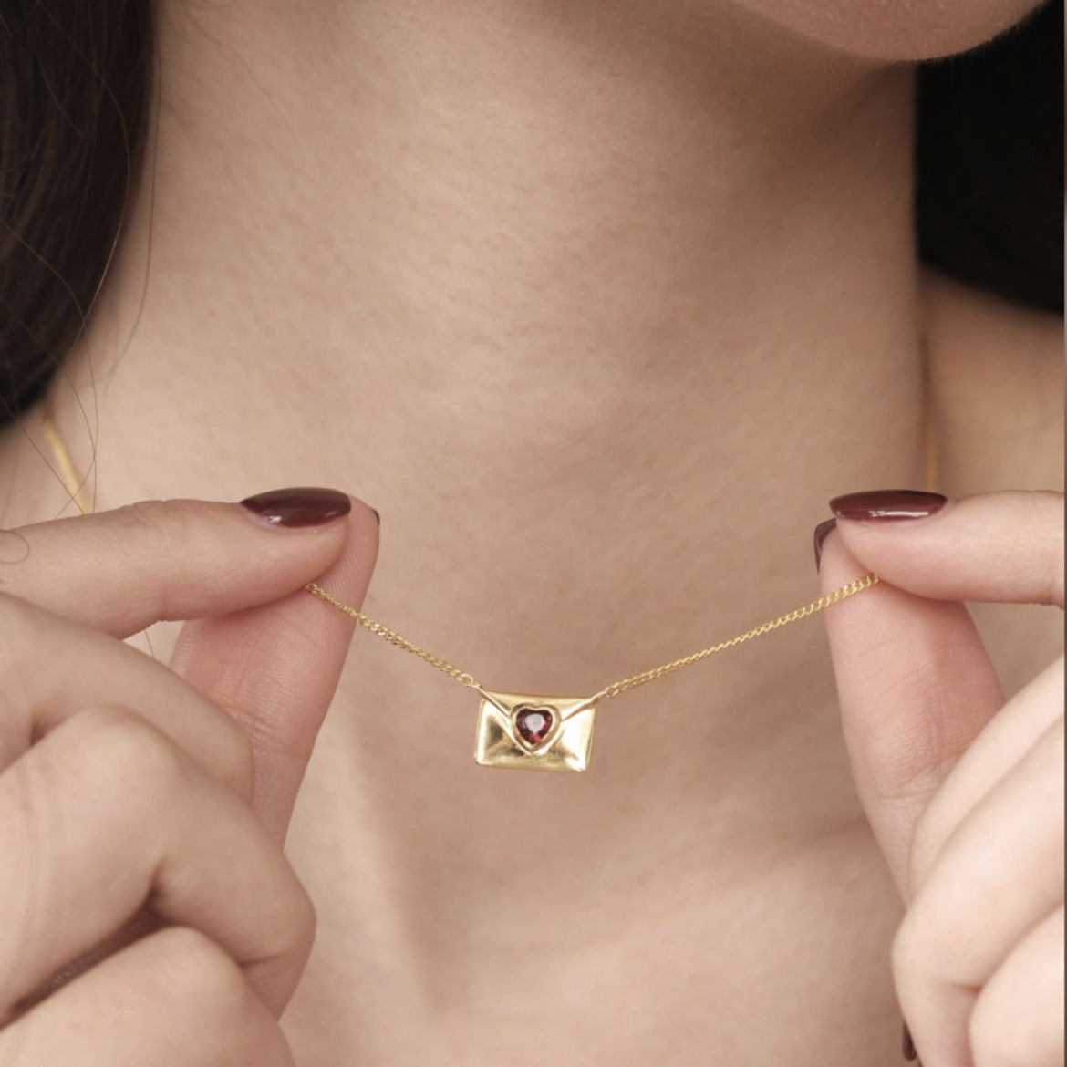 Wholesale Stainless Steel Love Envelope Pendant Necklace Set