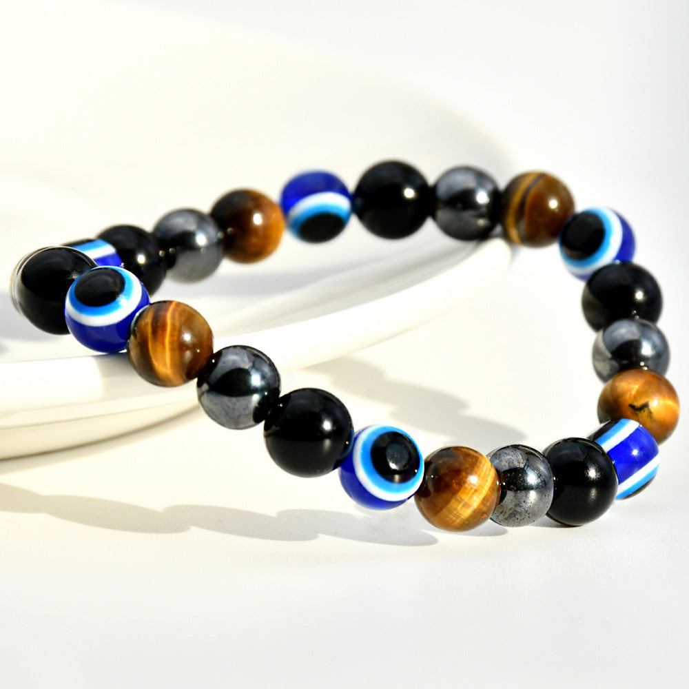 Wholesale  Tiger Eye Stone beaded Devil eye bracelet