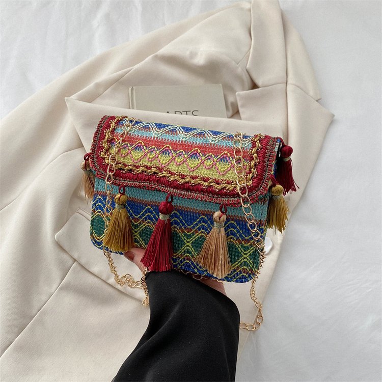 Wholesale 2023 Ethnic Style Tassel Shoulder Bag Retro Polyester Crossbody Bag
