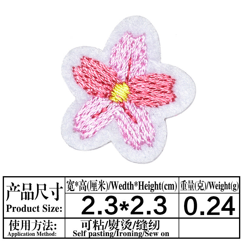 Wholesale 18Pcs Cloth Embroidered Patches Pink Flower Sew On Stickers For Clothing Fashion Accessory