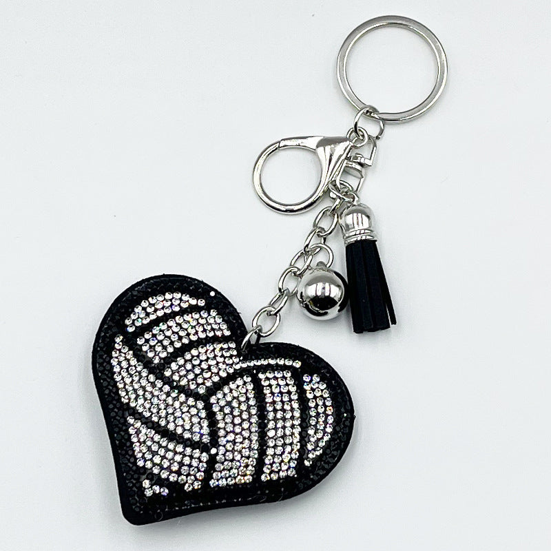 Wholesale Rhinestone Heart Keychain Tassel Pendant in Sports Style