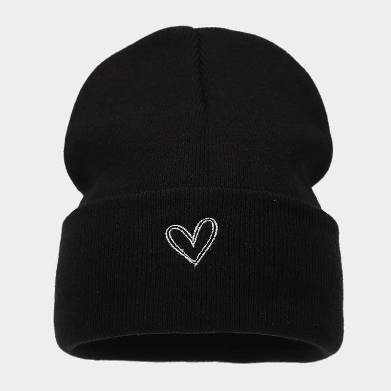 Wholesale Thickened Love Embroidered Acrylic Knitted Hats