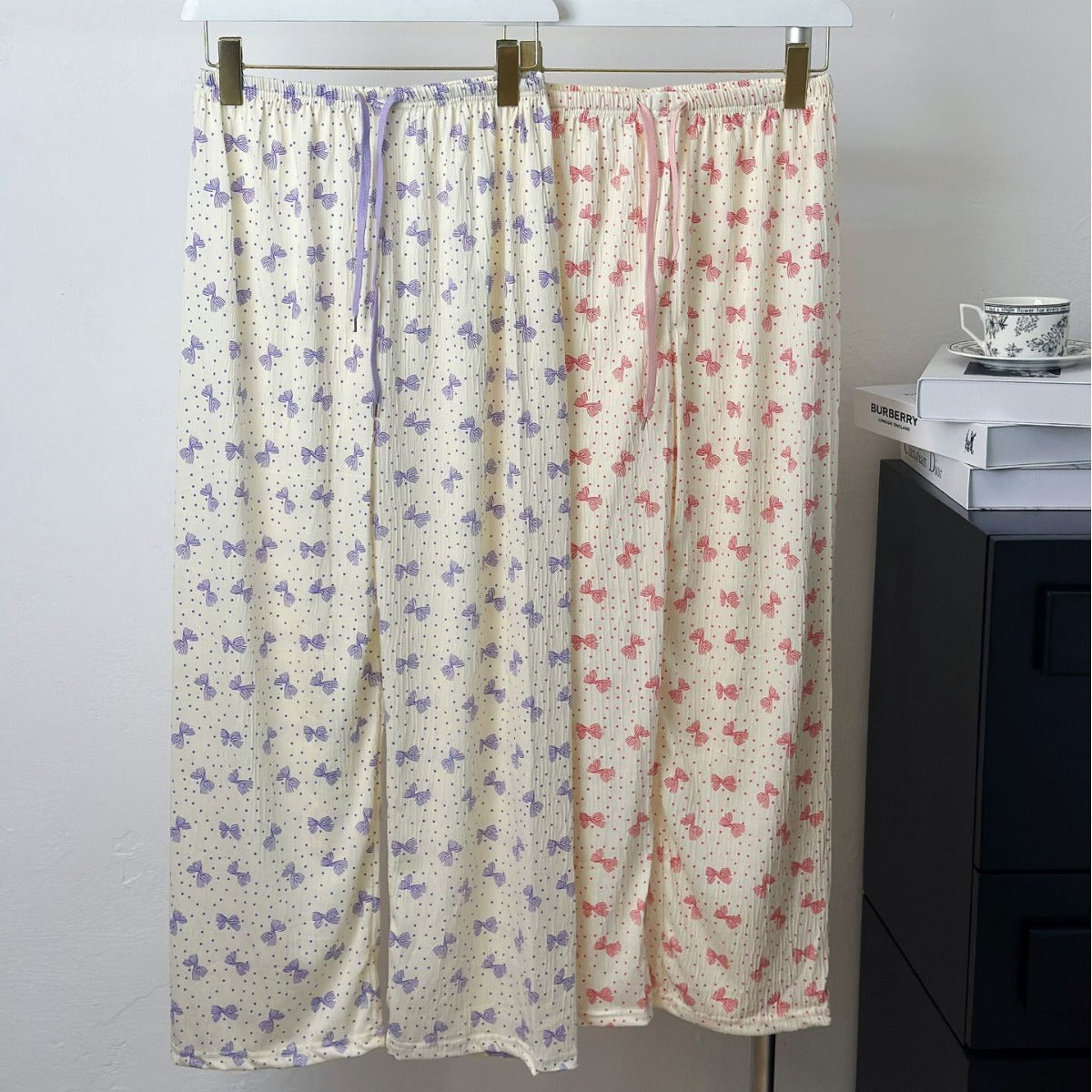 Wholesale Plaid Casual Wide-leg Women's Summer Pajama Pants High Waist Straight Loose Walking Pants