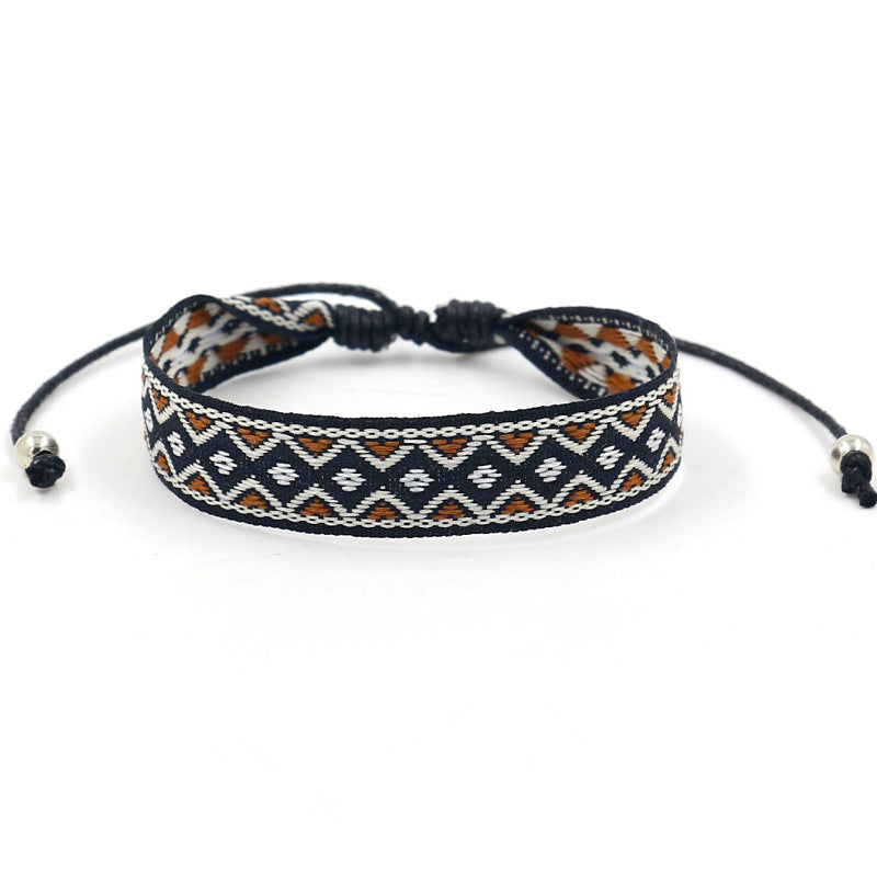 Wholesale Jacquard Geometric Polyester Bracelet