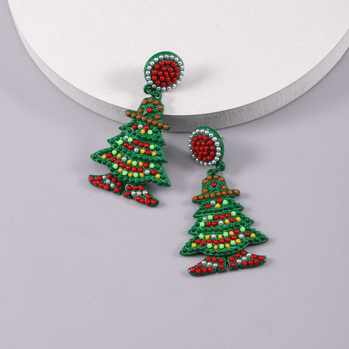 Wholesale Christmas Colored Rice Beads Christmas Tree Earrings