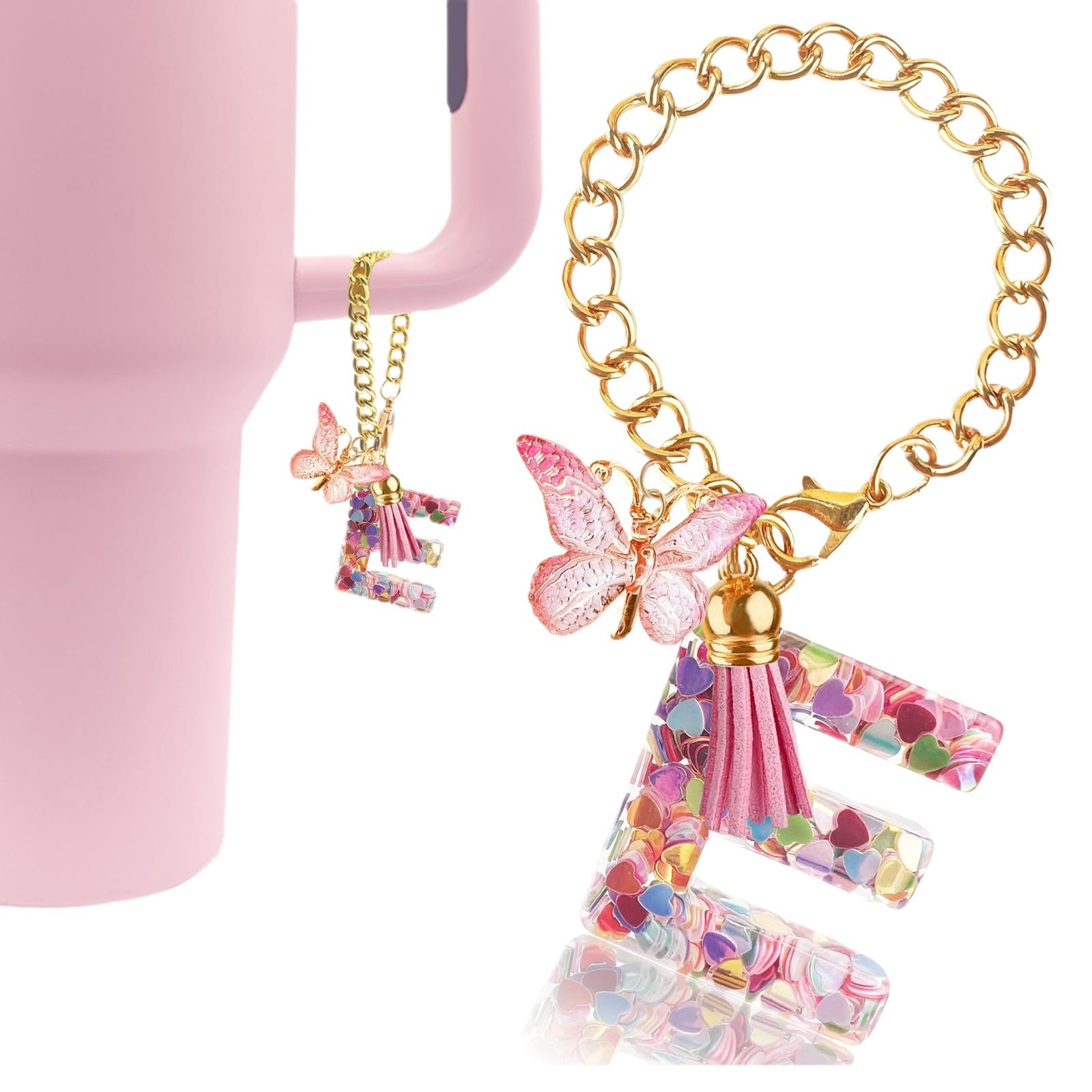 Wholesale cup chain 26 letters love pendant letter keychain