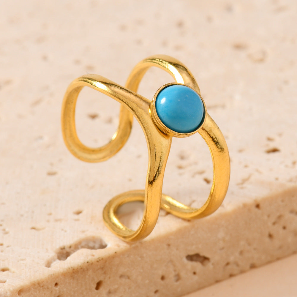 Wholesale Blue turquoise open ring