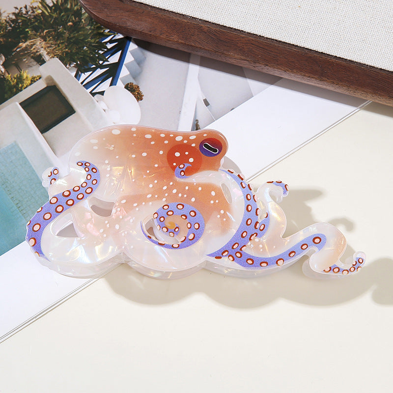 Wholesale Trendy Ocean Animal Hair Claw Clips Shark Whale Octopus Koi Design Large PVC Gripper Everyday Hair Accessory For Boutique Resale