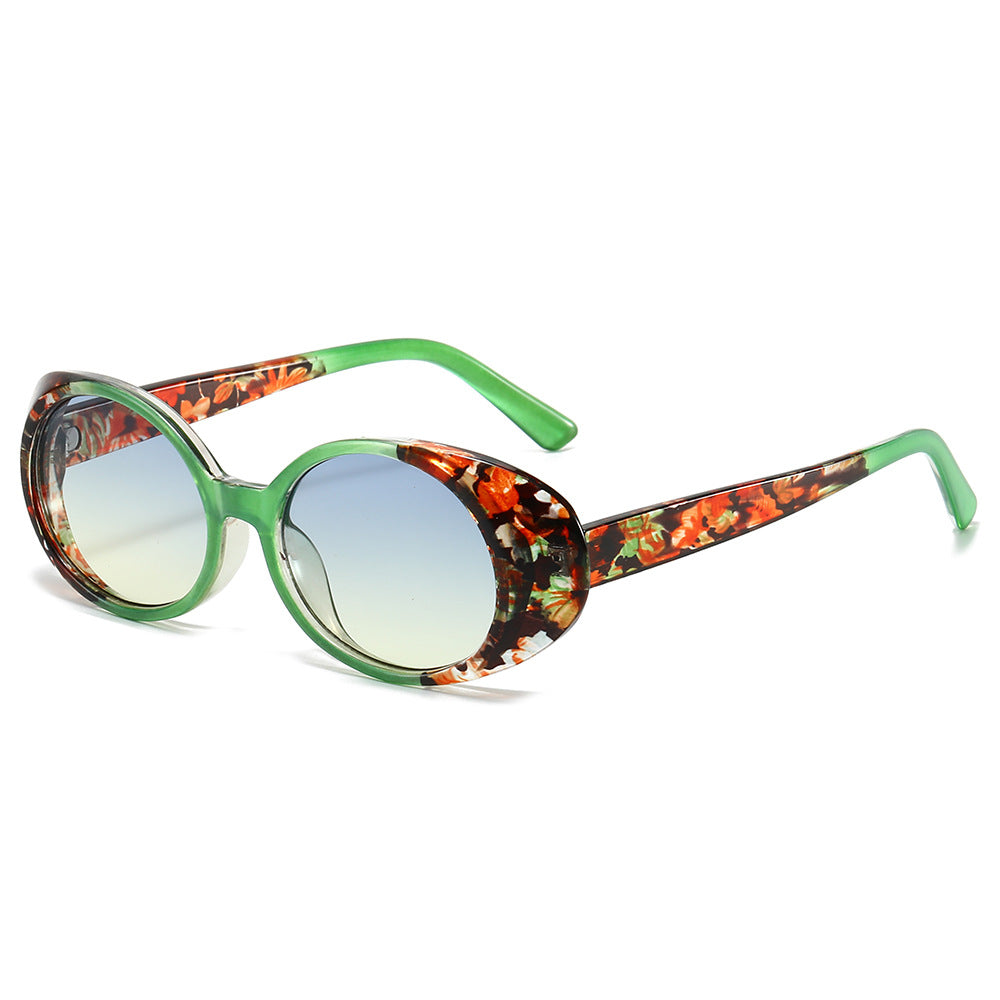 Wholesale Small Frame Oval Fashion Hot Stamping Color Contrast Sunglasses