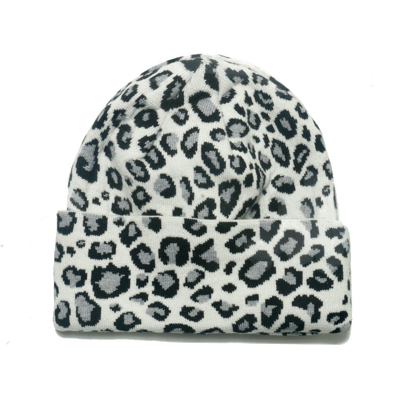 Wholesale Autumn and Winter Cycling Ear Hats Leopard Knitted Acrylic Beanie