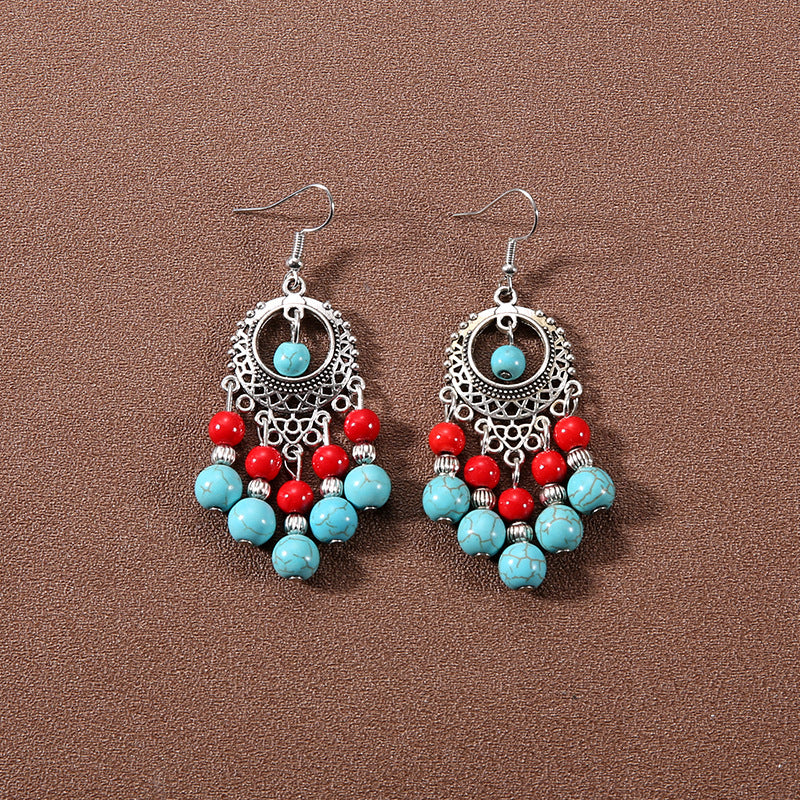 Wholesale Bohemian Tassel Turquoise Vintage Earrings