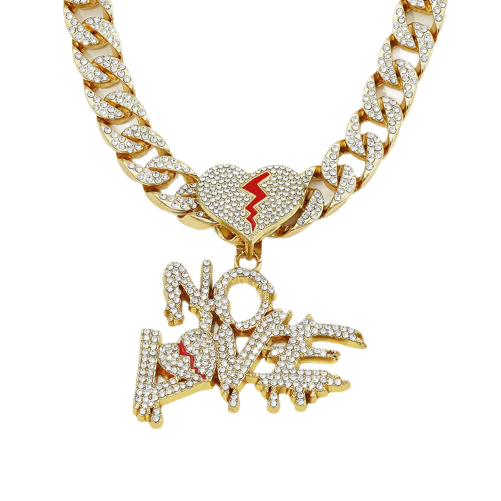 Wholesale Diamond-studded English lettering hip-hop Cuban necklace