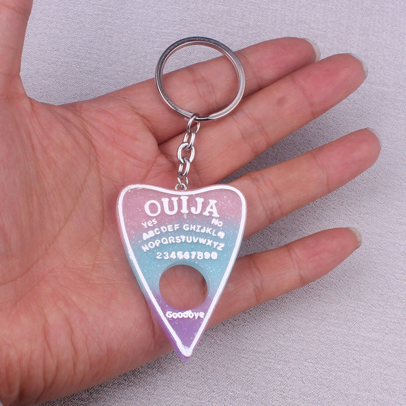 Wholesale Resin Heart-shaped Card Divination Fur Ball Keychain