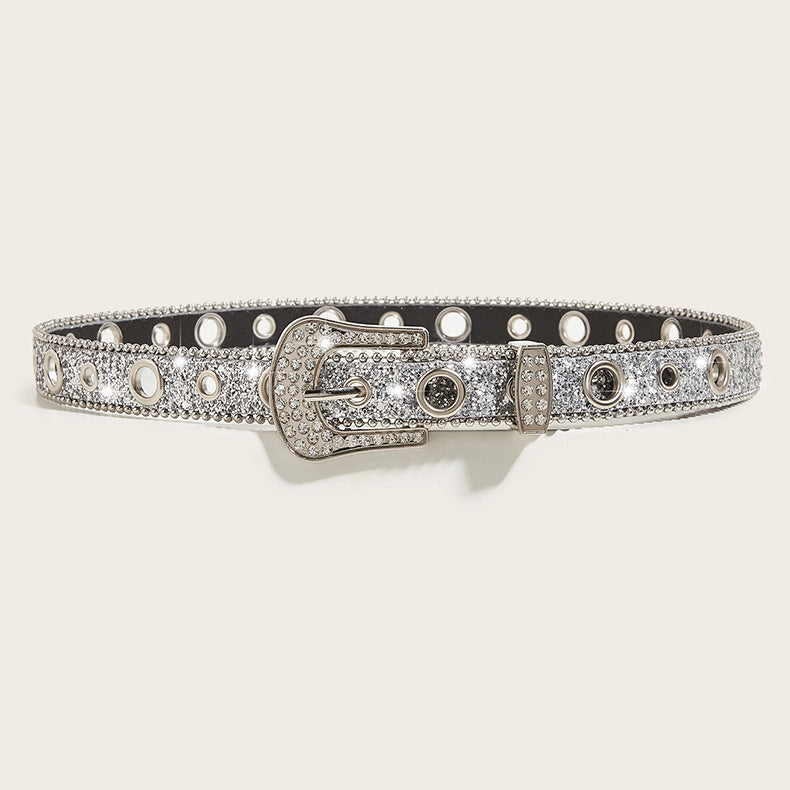 Whoelsale PU Wide Sequin Rhinestone Belt