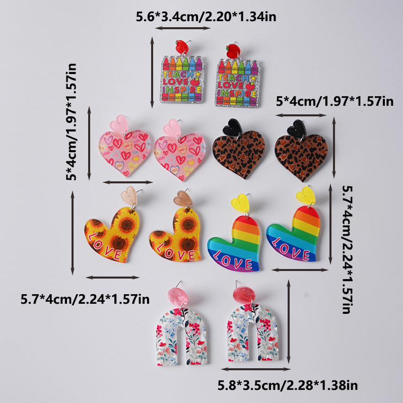 Wholesale Valentine' s Day heart-shaped geometric acrylic earrings